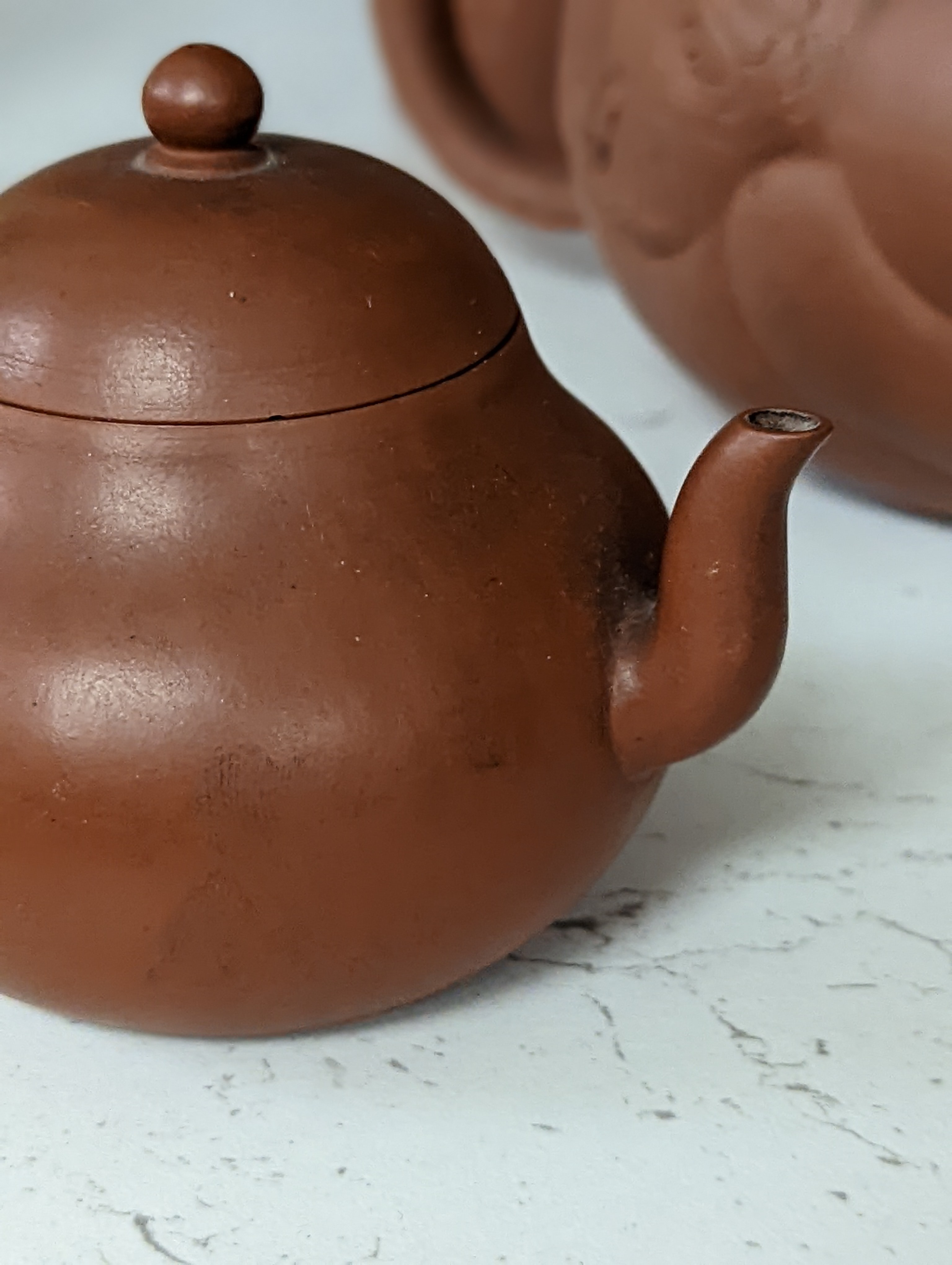 Six Chinese Yixing teapots, tallest 11cm